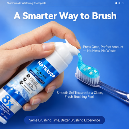 Niacinamide Foaming Whitening Toothpaste 8X - Fresh Breath Stain Removal Gentle Teeth Cleaning 100ml