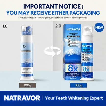 Niacinamide Foaming Whitening Toothpaste 8X - Fresh Breath Stain Removal Gentle Teeth Cleaning 100ml