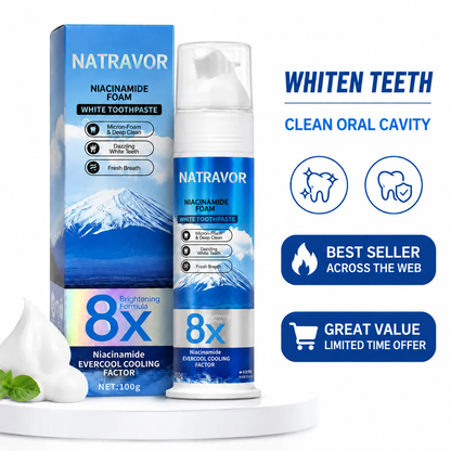 Niacinamide Foaming Whitening Toothpaste 8X - Fresh Breath Stain Removal Gentle Teeth Cleaning 100ml